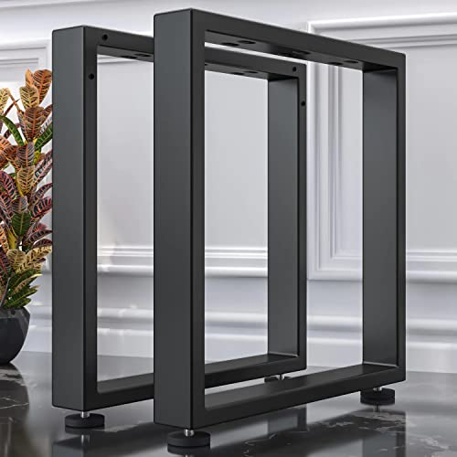 GGMMÖBEL 2er-Set Morena | Hocker & Bank Kufe | Schwarz | Füße: 6x6cm | B40xH43cm | U Tischgestell, Bankgestelle Kufen