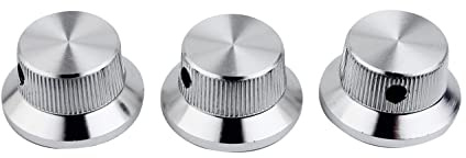 Guyker E-Gitarre Bass Control Potentiometer Knöpfe, Hat Top Metall Lautstärkeregler Ersatzteile (3 Stück, Chrom)