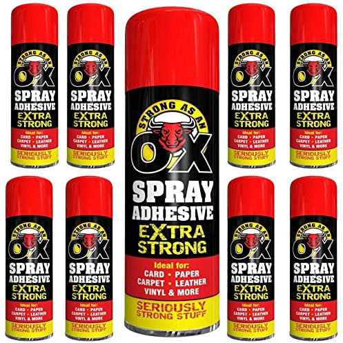 6 X 500ml Adhesive Spray Strong As An Ox Extra Strong Glue For Carpet Card Paper