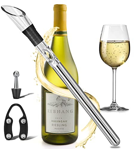Wine Cooler - 3 in 1 Bottle Cooler, Wine Cooler Stick with Spout, Wine Cooling Stick, Wine Gifts for Women, Men (with Bottle Opener)