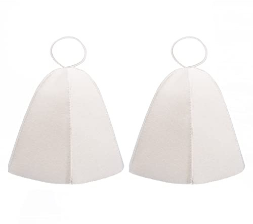 NAUZE 2Pcs Sauna Hair Felt Hat Sauna Accessories Shower Cap Hair Production Thermal Insulation Cap A Hat Used in The Sauna (White)