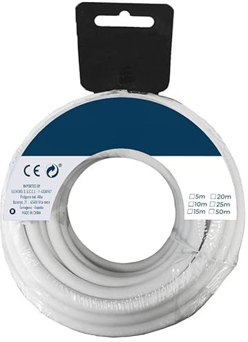 PRENDELUZ Bobine de câble audio 50M, câble parallèle audio blanc, câble audio électrique, câble section 2 x 1 mm