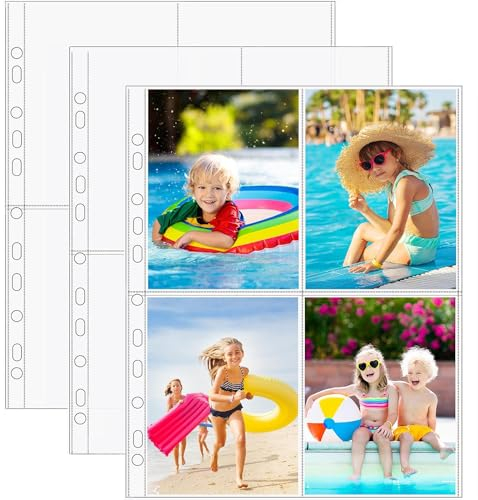 Buste Trasparenti per Foto Raccoglitore Carte Trasparente 4 scomparti Porta Cartoline 30pcs per la protezione di cartoline foto documenti