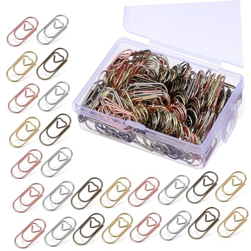 VILLCASE 200stücke Teiliges Mini Herz Büroklammer Aus Metall in Gold Silber Gunmetal Und Roségold Kleine Dekorative Papierklammern Für Büro Schule Organisieren Von Dokumenten Und Geschenkid