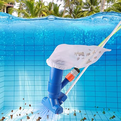 MTTXY Pool-Staubsauger-Set, Whirlpool-Reinigung mit Teleskopstange, Bürste und Netz-Laubbeutel, Teich-Jet-Staubsauger Zum Reinigen des Schwimmbadbodens