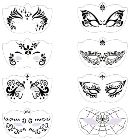 Wiederverwendbare Schablonen, 8 Stück Tattoo Schablonen Kinder Wiederverwendbare Schablonen für Gesicht und Körper Tattoo, Wiederverwendbare Schablonen für Kinder Erwachsene