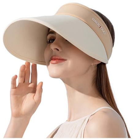 SRZYMJ Bandana Cap mit Schleifenbindung Damen - Sonnencap- Kopftuch mit Schirm - Visor One Size - Sommercap aus Baumwolle - Mütze Frühjahr/Sommer Khaki