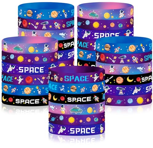 JUNEBRUSHS 30 bracciali in silicone spaziali, ideali come regalo per feste di compleanno (6 design)