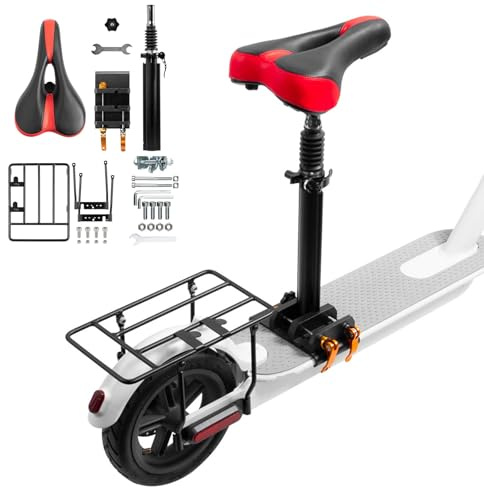 Universal Electric Scooter Sattelsitz kompatibel mit Xiaomi M365/1s/Pro/Pro2/MI3 mit E -Roller Hecklader -Rack Dicker Stahlträgerregal, einfache Installation, verbesserter Reitkomfort