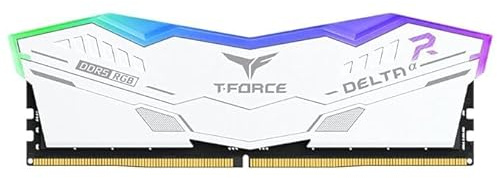 TeamGroup T-Force FF4D516G5200HC40C01 Delta RGB Mémoire DDR5 pour jeux de bureau 5200 MHz CL40 avec Intel XMP 3.0 et AMD Expo, prend en charge la carte mère ARGB Sync (blanc)