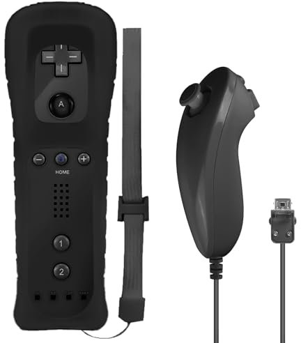 Controller für Nintendo Wii: Gamecontroller Wii Controller Wii Nunchuck Controller Wii Fernbedienung Nunchuk Kontroller, Wii Fernbedienung für Wii Wireless (Controller ohne Motion Plus) (Schwarz)