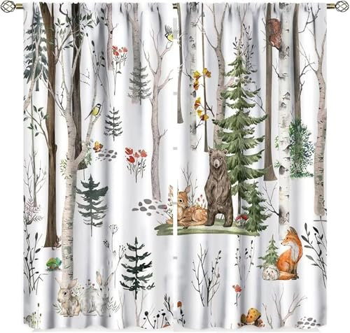 Schattierung Vorhänge Junge Waldtiere 3D Druck 2Er Set Isolierung Schalldichte Kinder Gardinen Blickdicht Mit Ösen Vorhang Fenster Für Wohnzimmer Schlafzimmer Balkon 140 (B) X 160 (H) C 9426352402773