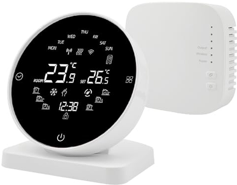 Termostato para calefacción por suelo radiante, termostato inalámbrico con pantalla táctil, adecuado para calderas de gas, calefacción por suelo radiante, termostato de habitación, termostatos