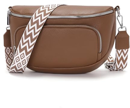 Boadlol Große Bauchtasche Damen umhängetasche Crossbody bag Schultertasche Brusttasche Leicht mit Mehrere Fächer Verstellbar