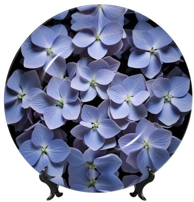 POEZJZW Mauve Hydrangea Bone China Decorative Plate, Smooth and Non-Injurious to Hands, Classic Artwork Suitable for Home and Office 6in
