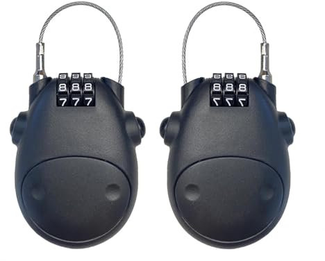 2 Stück Kabelschloss Zahlenschloss, 3-Stellig Roller Schloss Kinder, 75cm Einziehbar Rollerschloss, Helmschloss Motorrad für Fahrrad, Motorrad, Kinderwagen, ReisegepäCk, RucksäCke, Schwarz