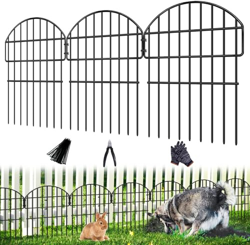 29ft (L) X 17in (H) Garden Fence Animal Barrier, 27 Panels No Dig Fence for Dogs, 1.25 in Gap Rustproof Metal Dig Defense Edging Border, Rabbits Blocker Decorative Fence for Outdoor Yard