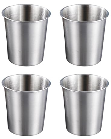 Vdaxvme 4 Stück Trinkbecher Edelstahl Kinder Becher Stabile Metall Trinkgläser für Camping und Alltag