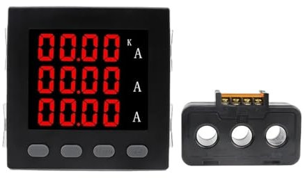 AIRUIXI contatore Elettrico Amperometro trifase 96 * 96mm Misuratore del Pannello di visualizzazione Digitale con trasformatore di Corrente(Meter with 100A CT)