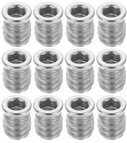 sourcing map Lot de 12 écrous filetés M6 x 15 mm pour bois – Vis en acier inoxydable 304 pour meubles – Écrous de fixation pour bois