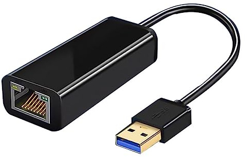 USB 3.0 Gigabit Ethernet Network Adapter 1000 Mbps Black | Abs Housing with USB Interface, for Computer and Laptop, Compatible with Multiple Systems