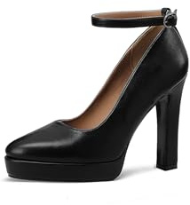 QUEEN HELENA Décolleté con Plateau Scarpe con Tacco Alto Casual Eleganti Donna ZM10023 (Nero Pu, Sistema Taglie Calzature EU, Adulto, Donna, Numero, Media, 37)