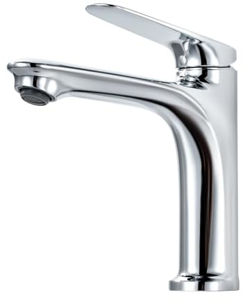 ARCORA vattenkran badrum, tvättställsblandare med en spak blandare krom 18,5 cm, touch-on-kranar varmt och kallt vatten, handfatsblandare