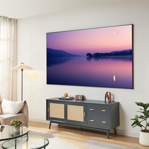 [en.casa] Écran de Projection Mural 100 Pouces Full HD 4K 8K HDR Format 16:9 Home Cinéma Présentations Qualité d'image Optimale PVC Revêtement ALR Aluminium 224 x 127 cm Gris
