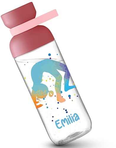 Kinder Trinkflasche Mepal Flasche - Turnen - Gymnastik Watercolor - Mädchen Geschenk - 500 ml - Rosa