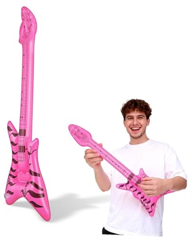 TOPPERFUN Chitarra Elettrica Gonfiabile Decorativa per Feste Anni 80, Accessorio Leggero e Realistico per Eventi Musicali, Spettacoli Teatrali e Discoteca, Colore Casual, 60 Colore Casuale