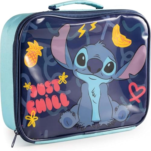 Stitch Nevera para niños – Mini nevera con asa de transporte – Snacks y bebidas frías – para viajes, playa, guardería, escuela, compacta y ligera