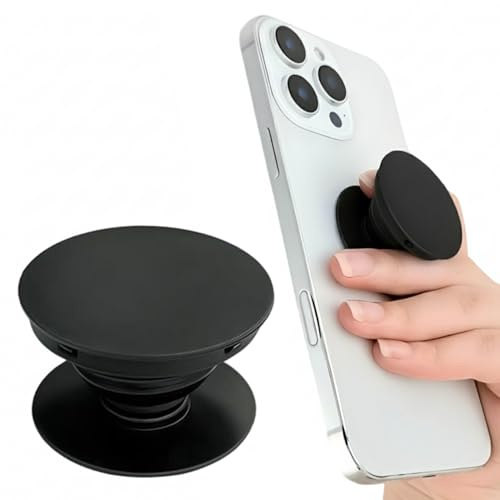 Phone Grip with Expanding Kickstand, Adhesive Grip Extendable base and grip for smartphones and tablets (Black)