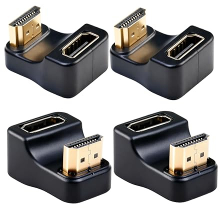 Adaptador En Forma De U De 4 Piezas, 2 Adaptadores Mini Hdmi En Forma De U hacia Adelante Y 2 Inversos, Ahorre Espacio Conector Hdmi T para Cineastas Y Sistemas De Cine En Casa