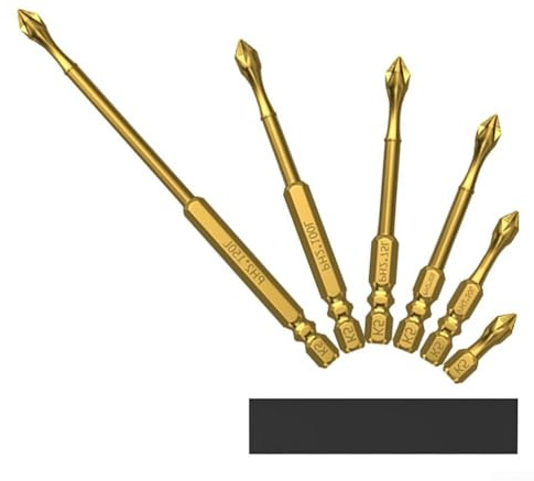 Lot de 6 embouts de tournevis cruciformes PH2 magnétiques avec design antidérapant, tige hexagonale de 25 à 150 mm pour perceuses électriques manuelles, support inclus