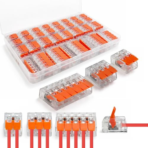 kelav 76 Stück Klemmen für Elektroinstallation, Hebelklemmen Set 2-3-5 Polig mit 412 413 415 Kompatibilität für Solide und Flexible Leiter