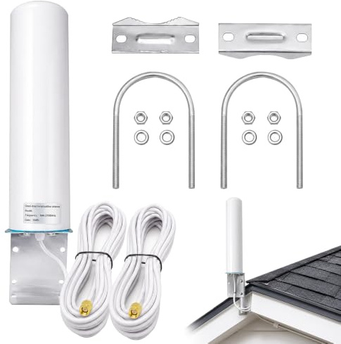 Outdoor High Gain 4G 5G LTE Antenne, 10-12dBi Omnidirektionale WiFi-Antenne mit Dual SMA Stecker und 5M SMA Kabel 698-2700/3300-3800MHz Kompatibel mit Routern Hotspots Signalverstärkern