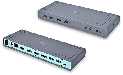 i-tec CADUAL4KDOCKUK replicatore di porte e docking station per notebook Cablato USB 3.0 (3.1 Gen 1) Type-C Nero, Turchese
