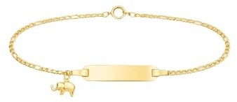 JC Trauringe 585 guld baby ID-armband barn guldarmband 14 cm med elefant hänge gult guld I Figaro armband med gravering doparmband namnarmband I barnsmycken tillverkade i Tyskland I 5.530524-98