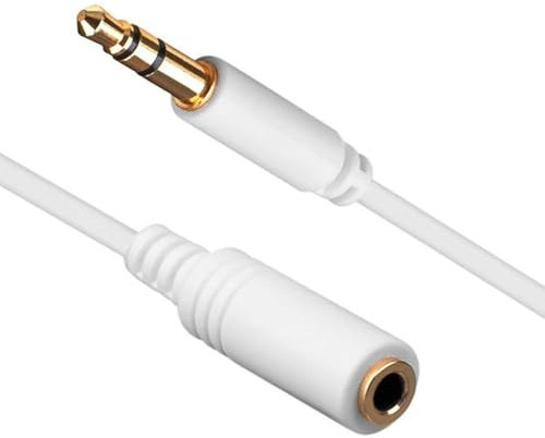 CABLEPELADO Cavo audio prolunga prolunga | Jack Audio Stereo 3,5 mm Maschio a Femmina | Prolunga Audio Stereo | per Altoparlanti, Cuffie, Cellulare, Tablet, MP3 | Bianco | 2 Metri