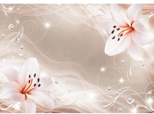 Runa Art Fototapete Blumen Lilien 352 x 250 cm Vlies Tapeten XXL Moderne Wandtapete Wohnzimmer Schlafzimmer Beige 9329011a