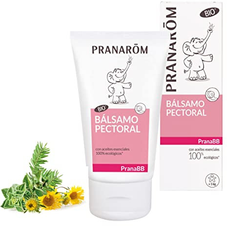 Pranarôm PranaBB Bálsamo Pectoral, Facilita la respiración, Aceites esenciales y vegetales 100% puros, naturales y BIO, Formulacion especial (desde 5kg), 40 ml
