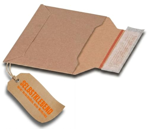 KK Verpackungen Wellpappe Versandtasche 177x120mm Kompaktbrief | 100 Stück, selbstklebend mit Aufreißfaden, Knickschutz & Kantenschutz | Für Bücher, Kataloge & Kalender