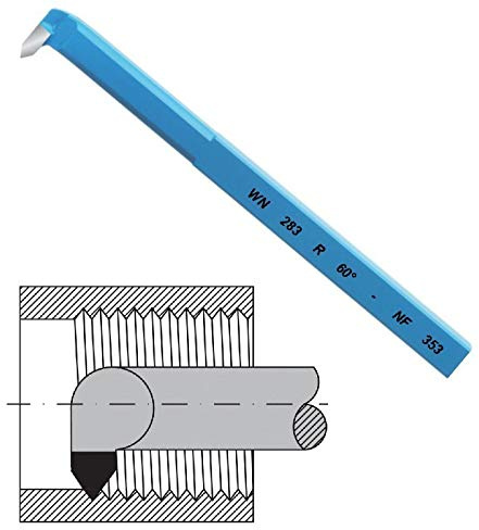 Gewindedrehmeißel Innen 60° Drehstahl Ø 20 x 20 mm quadratisch P20 HM-bestückt - WN 283 NF 353