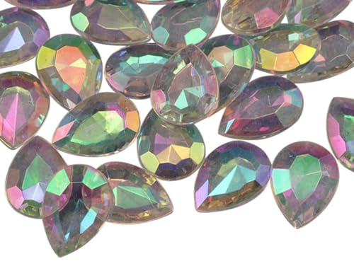 Allstarco 100 gemme decorative a goccia in cristallo da 18 x 13 mm, rivestimento AB per tavolo spargimento decorazioni di nozze per vasi riempitivi