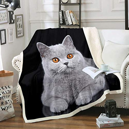 Manta de forro polar para gatos y niñas, diseño de animales en 3D, manta de felpa, cobijas para sofá, cama, bebé, 76 x 106 cm