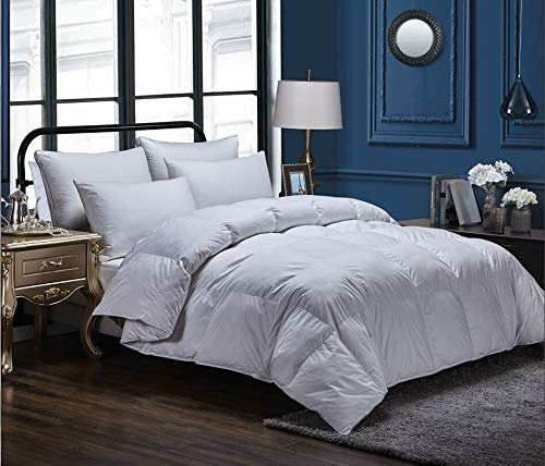 Goose Feather Down Duvet [S] Quilt 13.5 Tog Luxury Quilt TC600 Comforter Deluxe Best Hotel Quality, Super Soft, Warm and Cosy, Anti Allergy, Computer Quilted Self piping (Single 135x200cm)