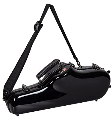Crossrock Fiberglas-Altsaxophonkoffer – inklusive Zubehörtasche, abnehmbare Schultergurte, TSA-Schloss