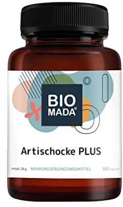 BIOMADA Artischocke PLUS Mikronährstoffe 60 Kapseln hochdosiert Artischocke Wermutkraut glutenfrei laktosefrei vegan