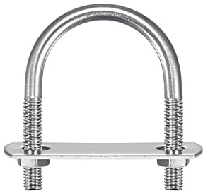 sourcing map Round U-Bolts, 2 Sets 35mm(1.38) Inner Width 53mm Length M6 304 Stainless Steel U Clamp Bolt with Nuts Washers and Plates, for Boat Trailer