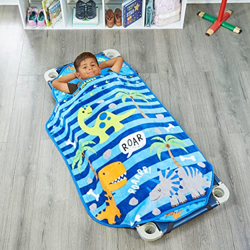 Everyday Kids Niedliche Schlafmatte für Vorschüler und Kleinkinder, für Zuhause, Kindertagesstätte, Vorschule und Kindergarten; leicht zu rollende Isomatte mit elastischen Bändern, Kissen und Decke